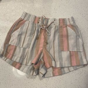 High Waist Striped Women's Shorts Medium Cottagecore Beach